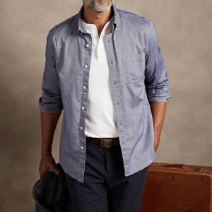 NWOT Banana Republic Untucked Slim-Fit Organic Cotton Untucked Shirt Mens Size L